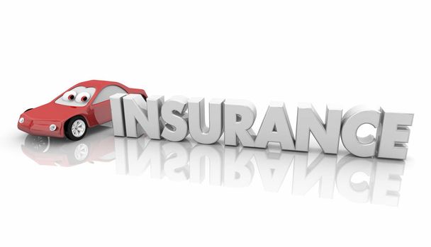 Insurance Car Vehicle Insured Automobile Word 3d Render Illustration - Foto, imagen