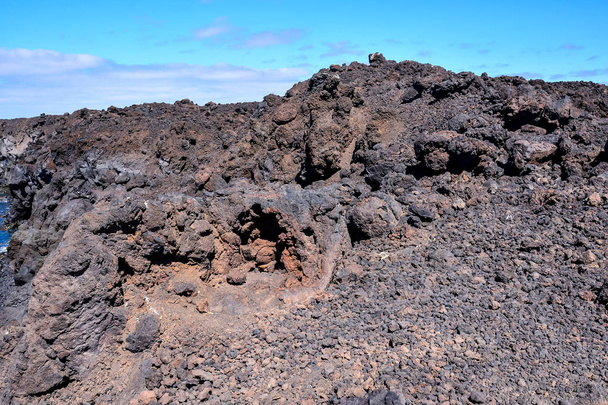 Dry Lava Basaltic Rock Stone Texture Background - Photo, Image