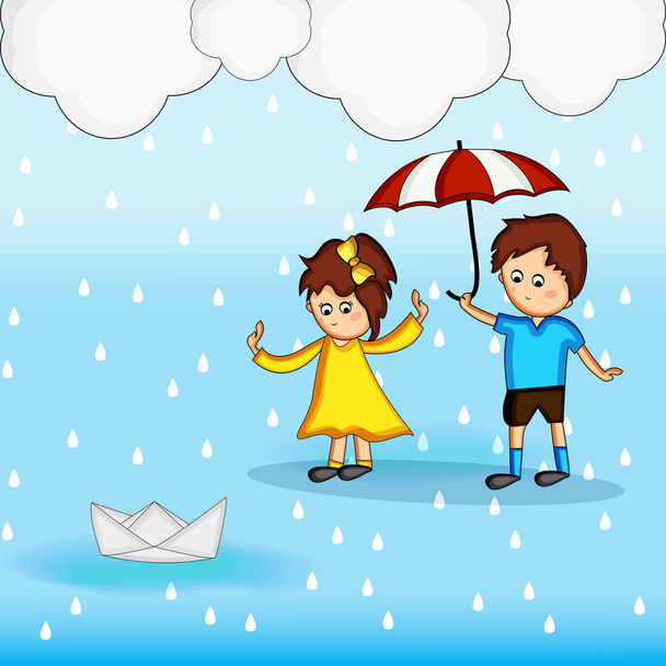 Ilustrace z roční období monzunů - Vektor, obrázek