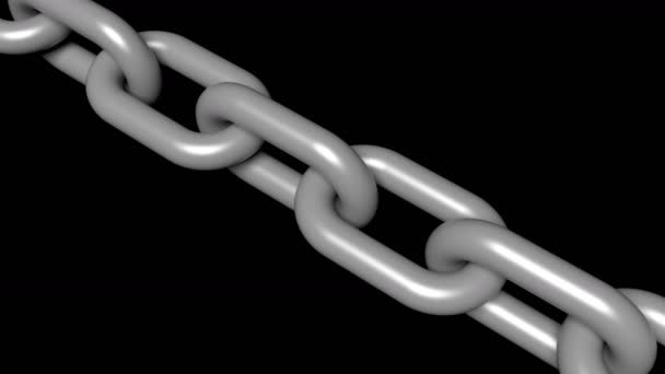 Metal zincirin 4k animasyonu, paslanmaz çelik zincir hareketi, blok zinciri. - Video, Çekim
