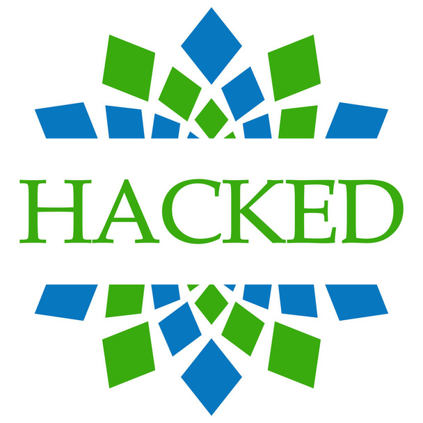 Alfabetos de texto hackeados escritos sobre fondo verde azul
. - Foto, imagen