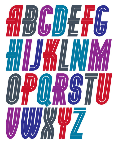 Set of vector upper case bold regular English alphabet letters made with white lines, can be used for logo creation in public relations business  - Vektör, Görsel
