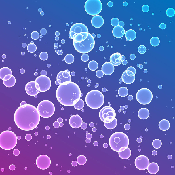 Transparent circular bubbles on ultraviolet gradient background. Vector - Vector, Image