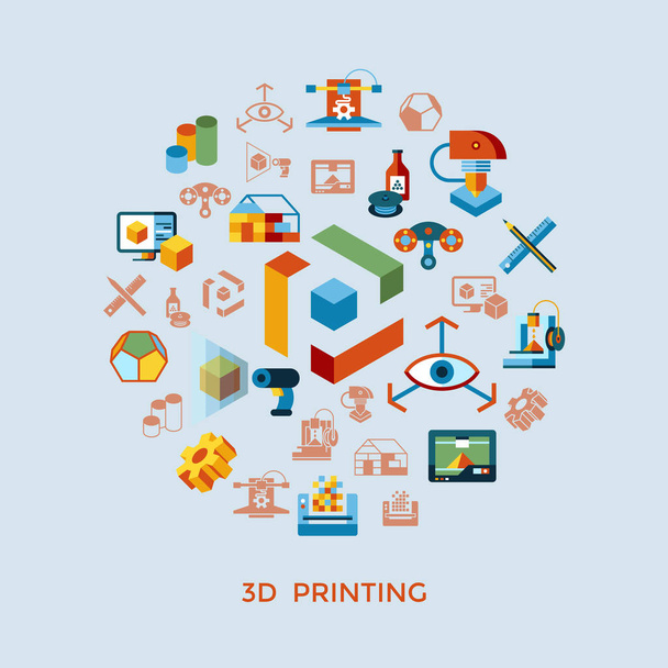 Vector digital 3d impresión tecnología de fabricación icono conjunto infografías
 - Vector, Imagen