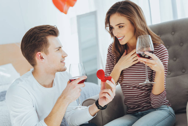 Delighted positive woman looking at her boyfriend - Photo, image
