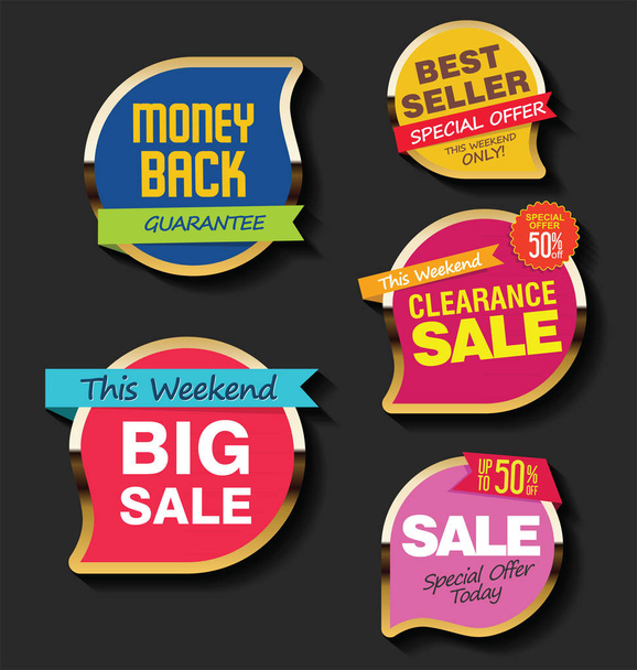Modern sale stickers and tags colorful collection - Vector, Image