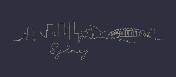 silhueta da cidade sydney em desenho estilo caneta linha com linhas bege no fundo azul escuro
 - Vetor, Imagem