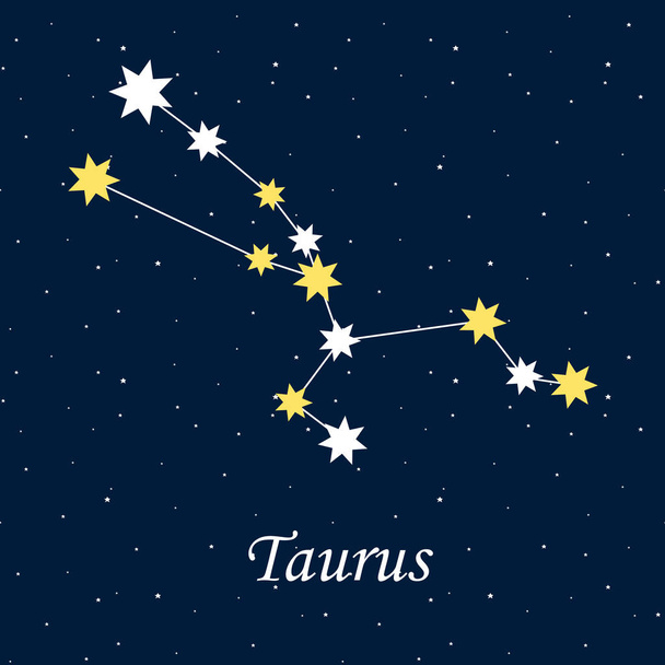 csillagkép Taurus Csillagjegy horoszkóp asztrológia csillagok éjszaka illusztráció vektor. - Vektor, kép