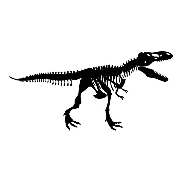 Dinozaur szkielet T rex czarny kolor wektor ilustracja płaski prosty obraz ikony - Wektor, obraz