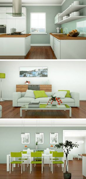 A modern belső loft design három views - Fotó, kép
