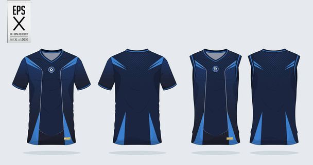 Sininen raita Pattern t-paita urheilu suunnittelu malli jalkapallo jersey, jalkapallo pakki ja toppi koripallo jersey. Urheiluasu edessä ja takana. Paita malliksi urheiluseuralle. Vektorikuvaus
. - Vektori, kuva