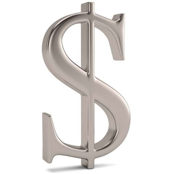 Σύμβολο δολαρίου χάλυβα απομονώνονται σε λευκό φόντο. 3D απεικόνιση. - Φωτογραφία, εικόνα