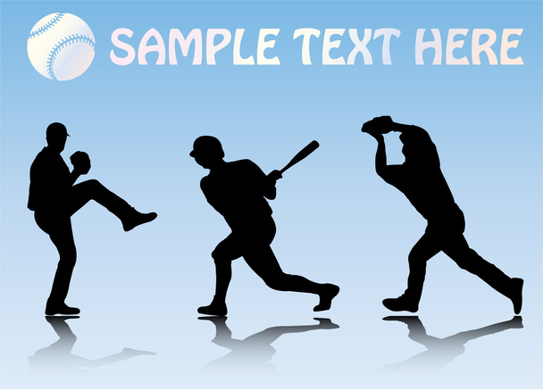 Baseball player silhouettes - Vector, Image