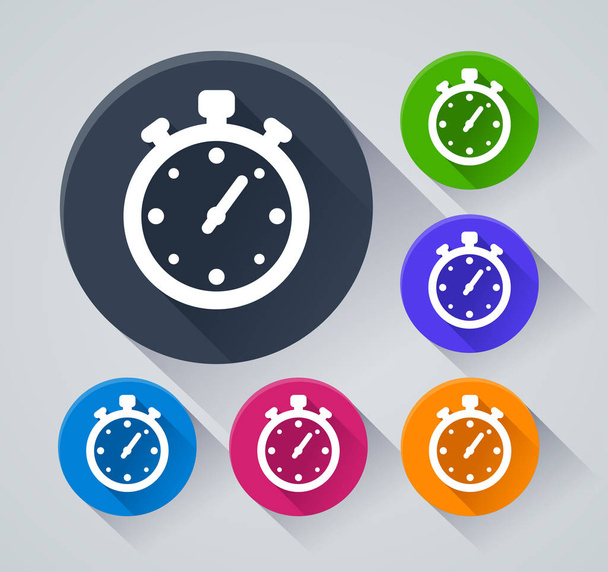 Illustration of stopwatch circle icons with shadow - Vector, Imagen
