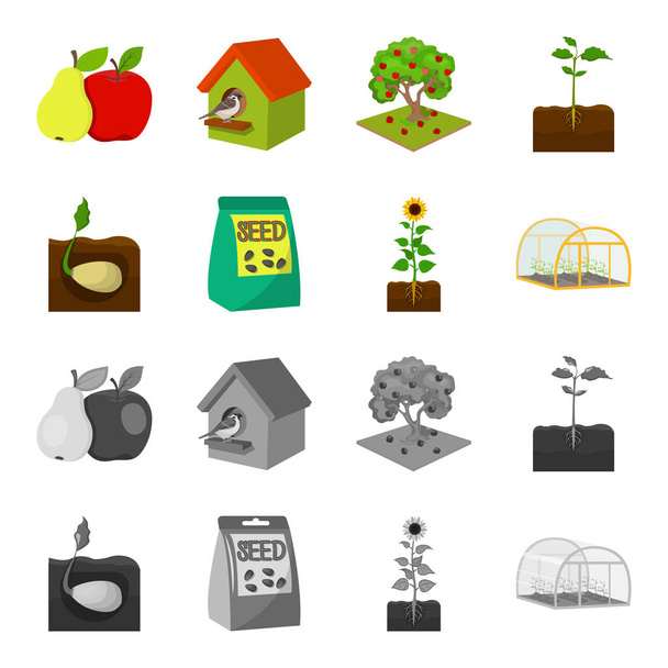 Azienda, ecologia, e altre icone web in cartone animato, in stile monocromatico. Husks, mules, icone da giardino in collezione set
. - Vettoriali, immagini