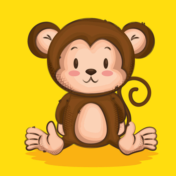little cute monkey character - Vector, Image