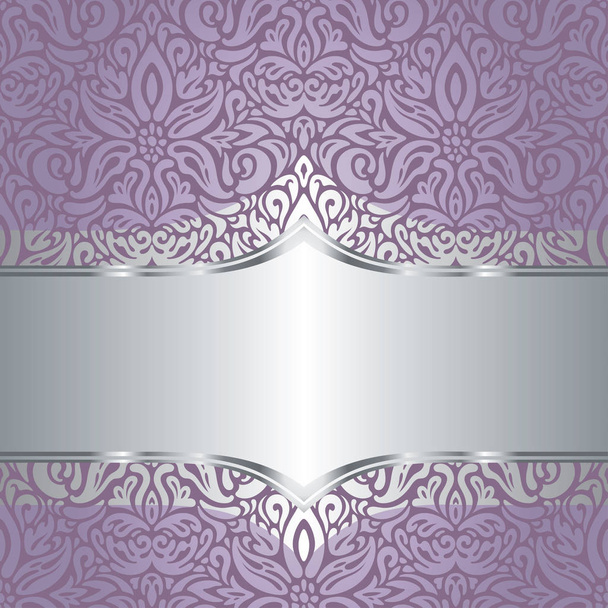 Wedding Floral violet silver vector holiday background design - Вектор, зображення