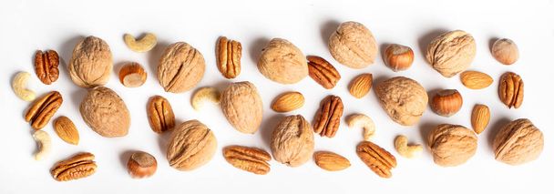 Pattern of nuts mix. Top view - Фото, изображение