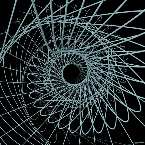 Vortex in Square. 3D-rendering van roterende lijnen spinnen rond centrum - Foto, afbeelding
