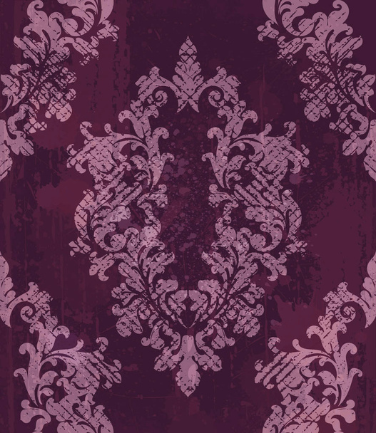 Vintage barokní vzor pozadí vektor. Rich imperiální dekory na grunge texturu. Módní barvy královské viktoriánské textury vínové - Vektor, obrázek