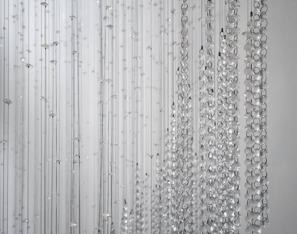 Luxury Modern Crystal decoration. Close up on the crystal of a contemporary crystal installation for interior design. - Foto, Imagem