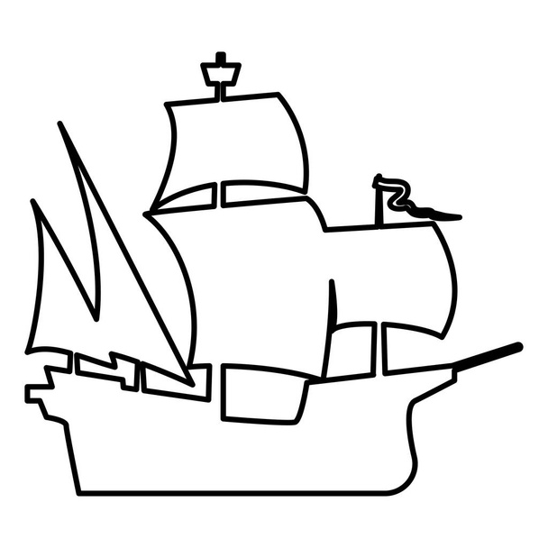 Keskiaikainen aluksen kuvake musta väri vektori kuva tasainen tyyli yksinkertainen kuva
 - Vektori, kuva