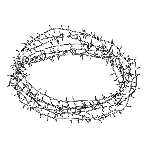 Thorn krans of prikkeldraad zwarte kleur vector illustratie vlakke stijl eenvoudig pictogramafbeelding - Vector, afbeelding