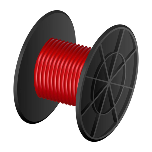 Red cable coil mockup, realistic style - Vettoriali, immagini