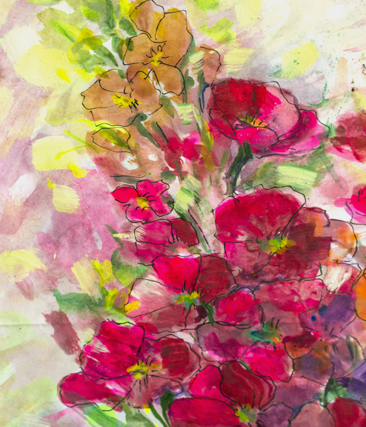 texture oil painting flowers, painting vivid flowers, floral still life - Foto, Imagem