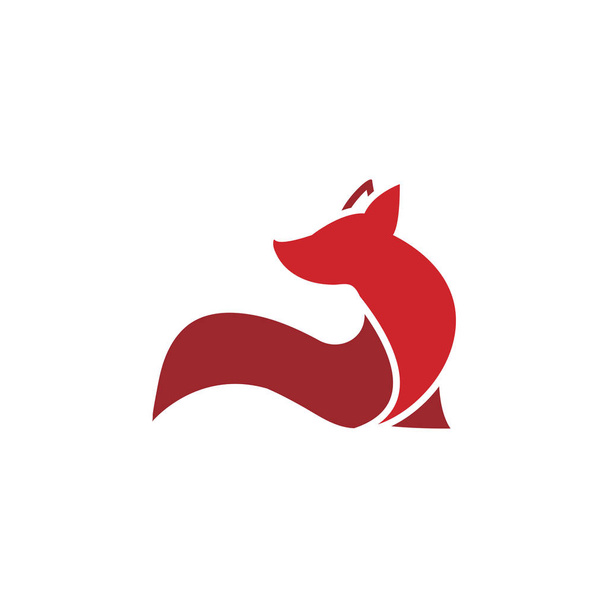 Elegantní červená liška sedící vektorové logo šablona - Vektor, obrázek