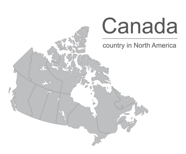 Canada map vector outline illustration with provinces or states borders on a white background - Vector, Image