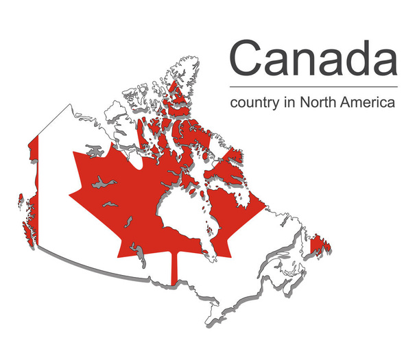 Kanada harita ve siyah arka plan, vektör çizim bayrağı - Vektör, Görsel