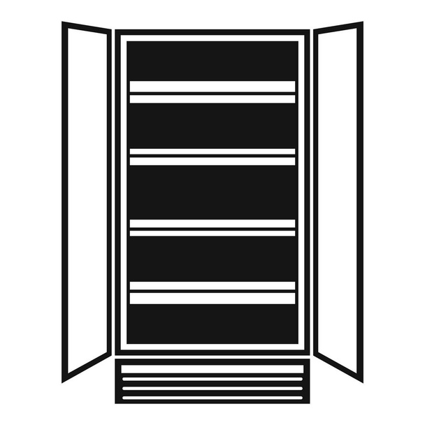 Open glass fridge icon, simple style - ベクター画像