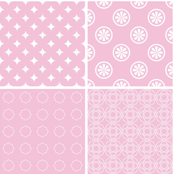 Different vector seamless patterns. Endless texture can be used for sweet romantic wallpaper, pattern fills, web page background, surface textures. - Vektor, Bild