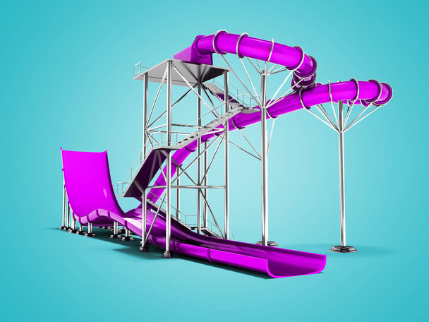 Modern purple water attraction on the beach isolated 3d render on blue background with shadow - Photo, Image