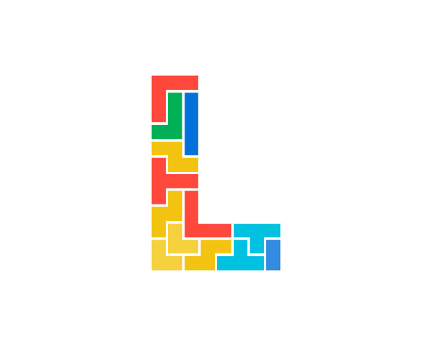 Letter l  Puzzle Icon Logo Design Element - Vector, imagen
