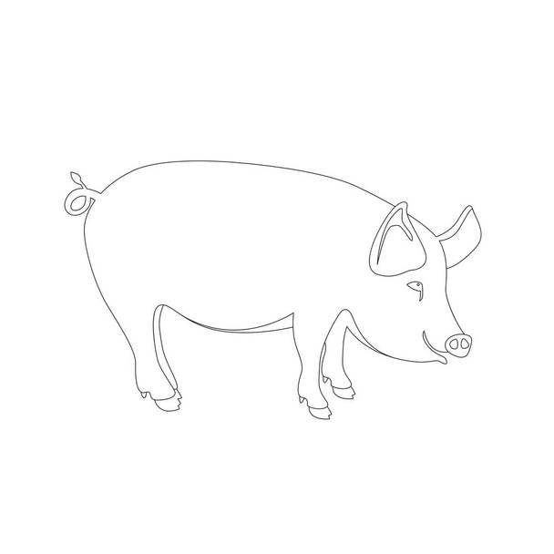coloriage de porc vectoriel illustration ligne dessin profil
  - Vecteur, image