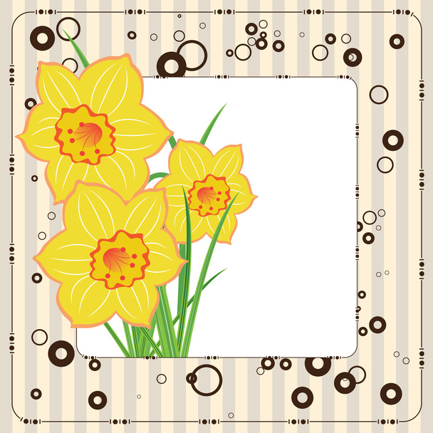 ramo de narcisos, tarjeta de felicitación
 - Vector, imagen