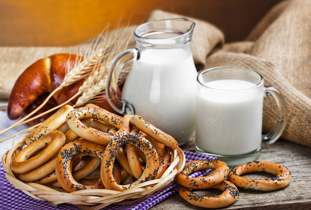Composition of milk and bread - Zdjęcie, obraz