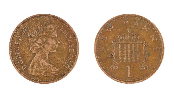 Egy penny érme elszigetelt fehér - Fotó, kép