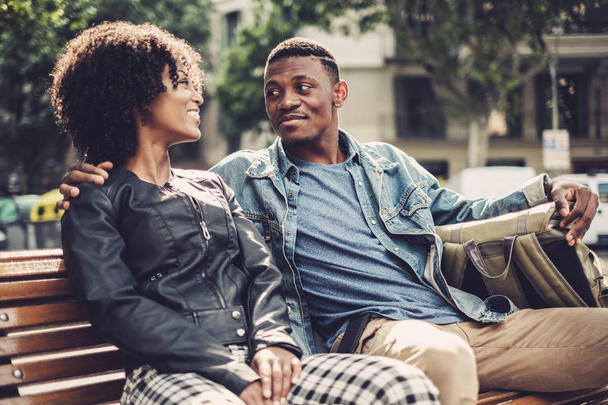 Young happy black couple outdoors - Photo, Image