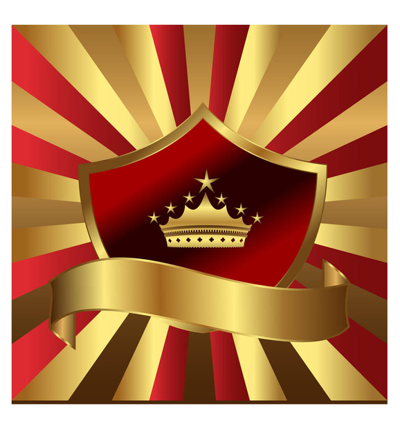 emblema escudo de ouro com vetor coroa rei
 - Vetor, Imagem
