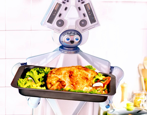 Robotti kotiapulainen kokki keittiössä
. - Valokuva, kuva
