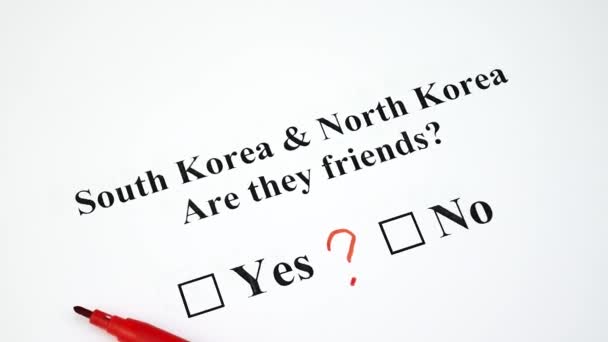 Koncept války nebo přátelství mezi Jižní Koreou a Severní Korea - Záběry, video