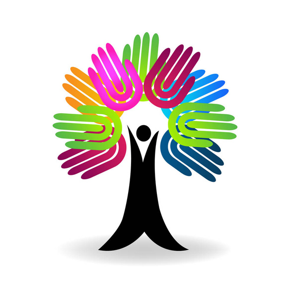 Hände Baum Hilfe-Charity Konzept Logo Vektor - Vektor, Bild
