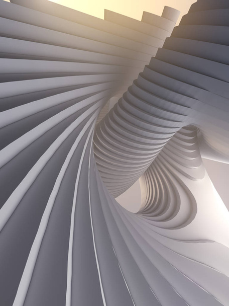White stripe architectural futuristic pattern background. 3d render illustration - Foto, imagen