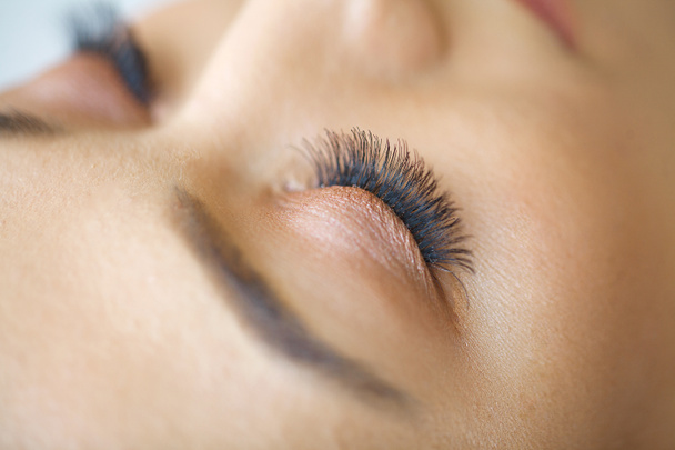Beauty eyes makeup closeup. Long eyelashes, perfect skin - Photo, Image