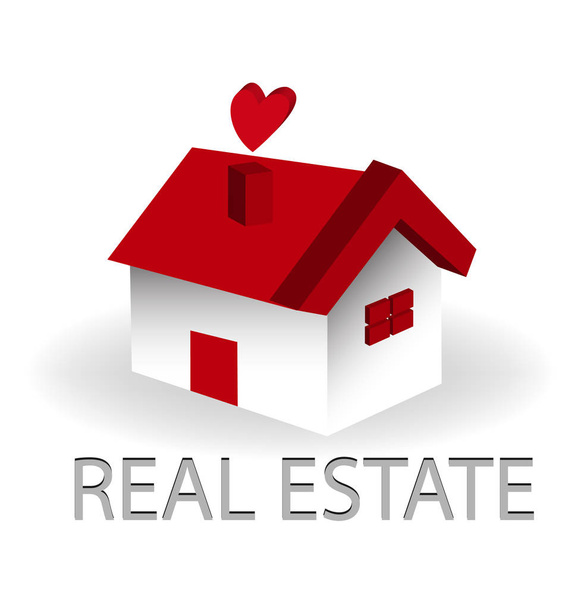 Real estate červený dům logo vektorové návrh ilustrace - Vektor, obrázek