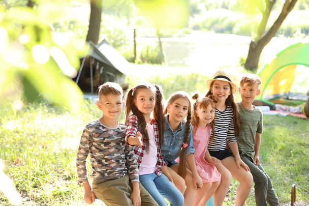 Niños pequeños al aire libre en un día soleado. Campamento de verano
 - Foto, Imagen