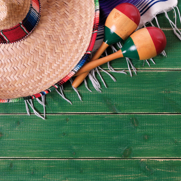 Mexico cinco de mayo background mexican sombrero square format - 写真・画像